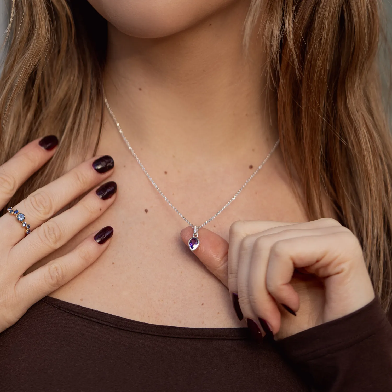 Amethyst Peardrop Necklace sold by Dower & Hall product image thumbnail 3