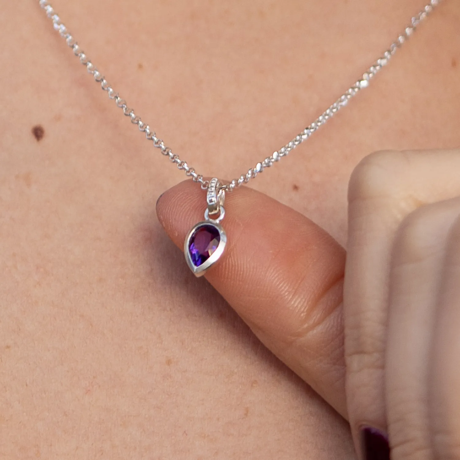 Amethyst Peardrop Necklace sold by Dower & Hall product image thumbnail 2