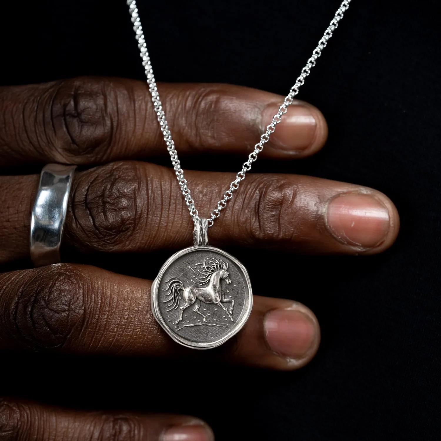 Men's Fire Horse Talisman Necklace sold by Dower & Hall product image thumbnail 2