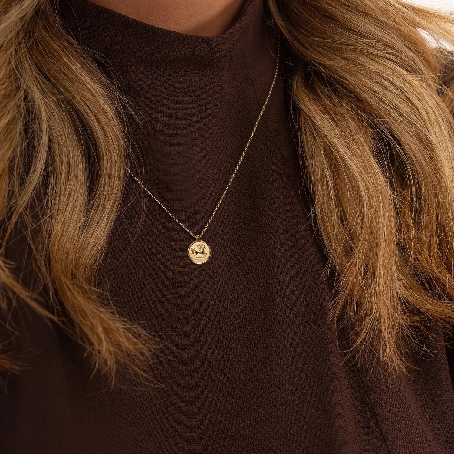 9k Gold Fire Horse Tiny Talisman Necklace sold by Dower & Hall product image thumbnail 3