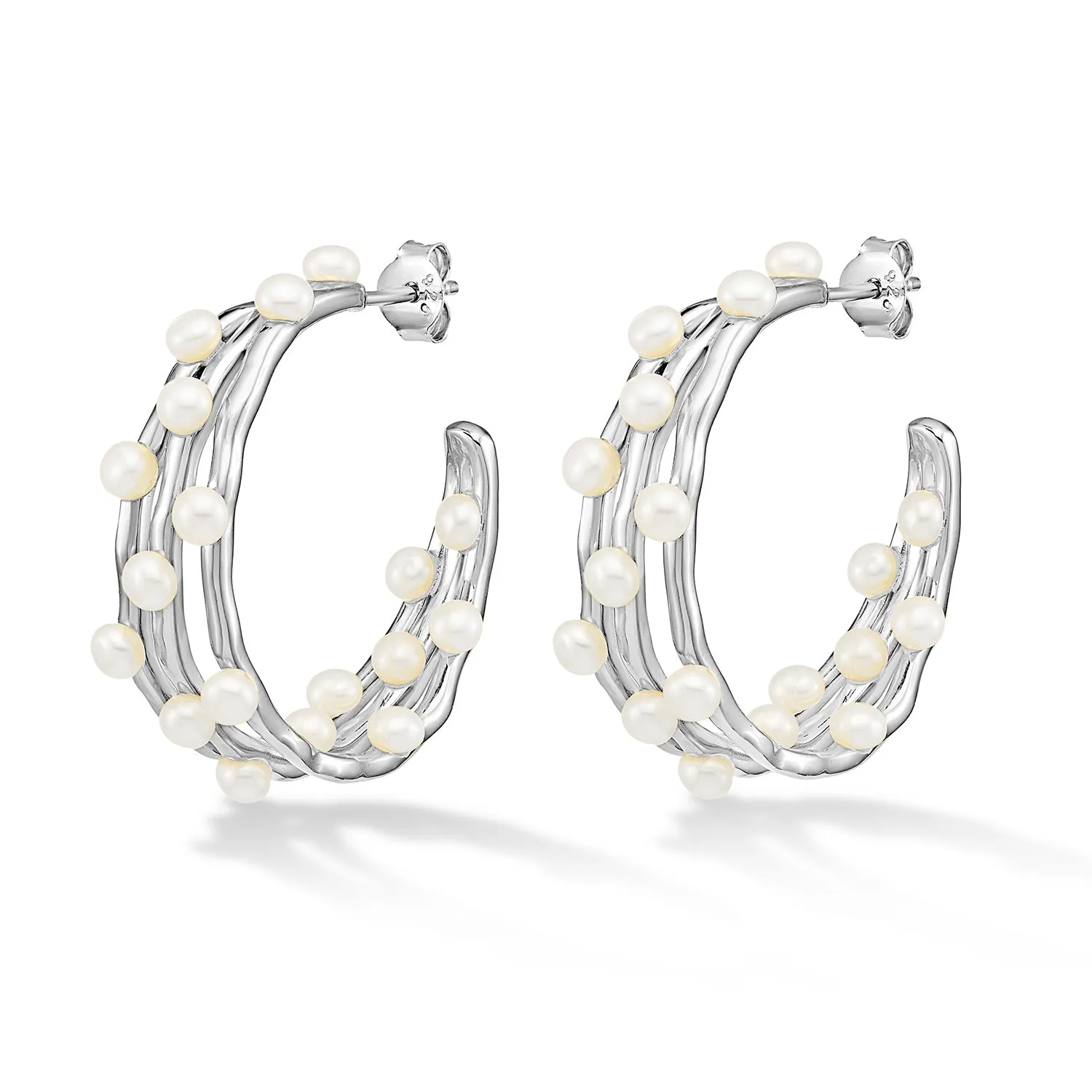 Statement Triple Row Waterfall Pearl Hoops sold by Dower & Hall product image thumbnail 5