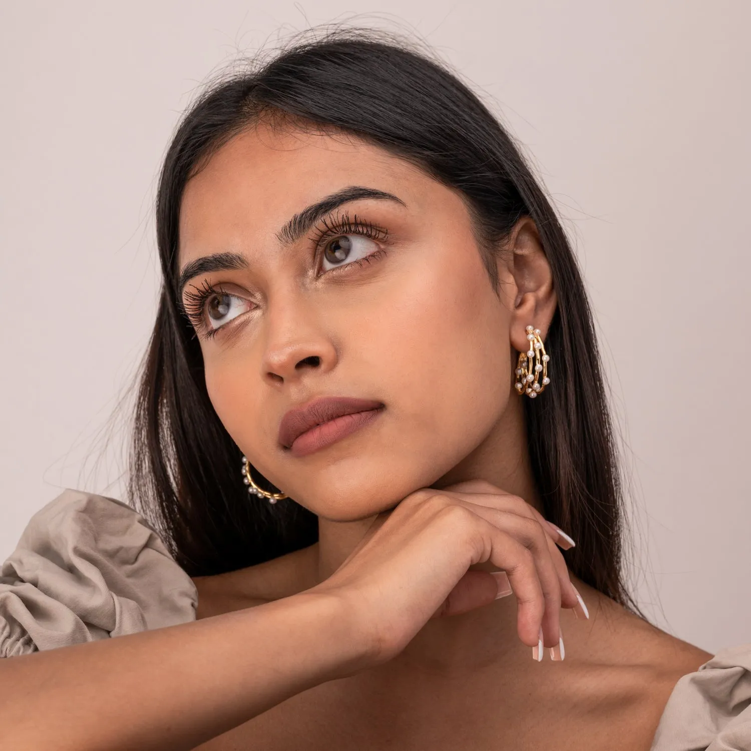 Statement Triple Row Waterfall Pearl Hoops sold by Dower & Hall product image thumbnail 2