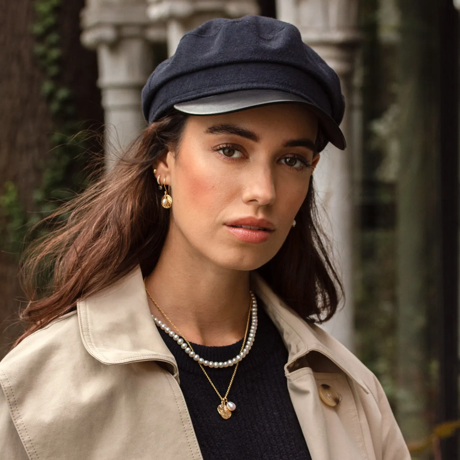 Hammered Disc & White Freshwater Pearl Nomad Pendant sold by Dower & Hall product image thumbnail 2