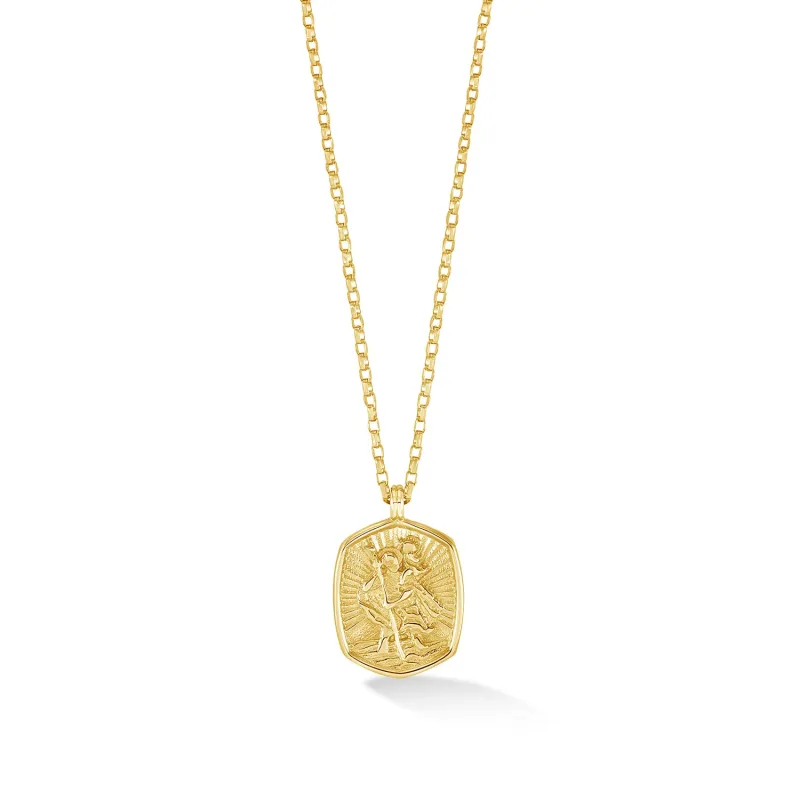 9k Gold St. Christopher Tiny Talisman Necklace sold by Dower & Hall
