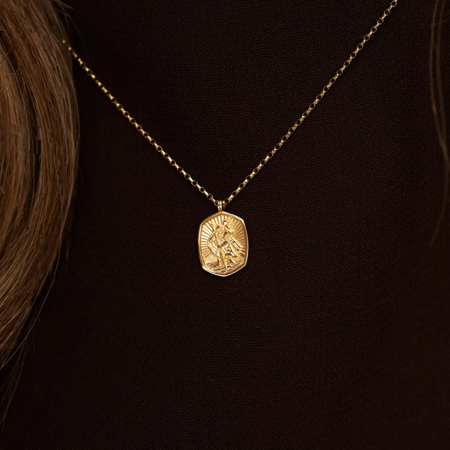 9k Gold St. Christopher Tiny Talisman Necklace sold by Dower & Hall product image thumbnail 2