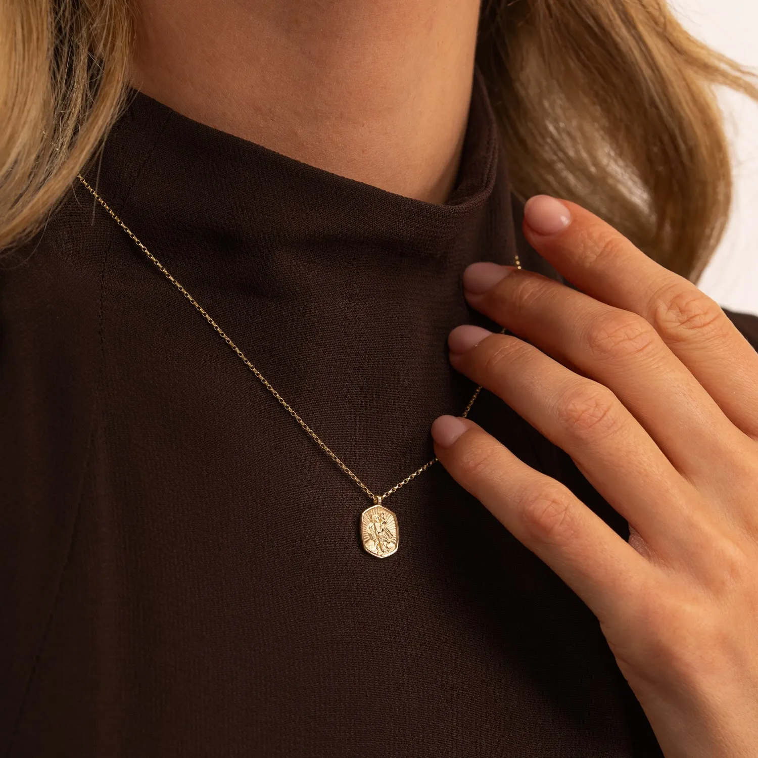 9k Gold St. Christopher Tiny Talisman Necklace sold by Dower & Hall product image thumbnail 3