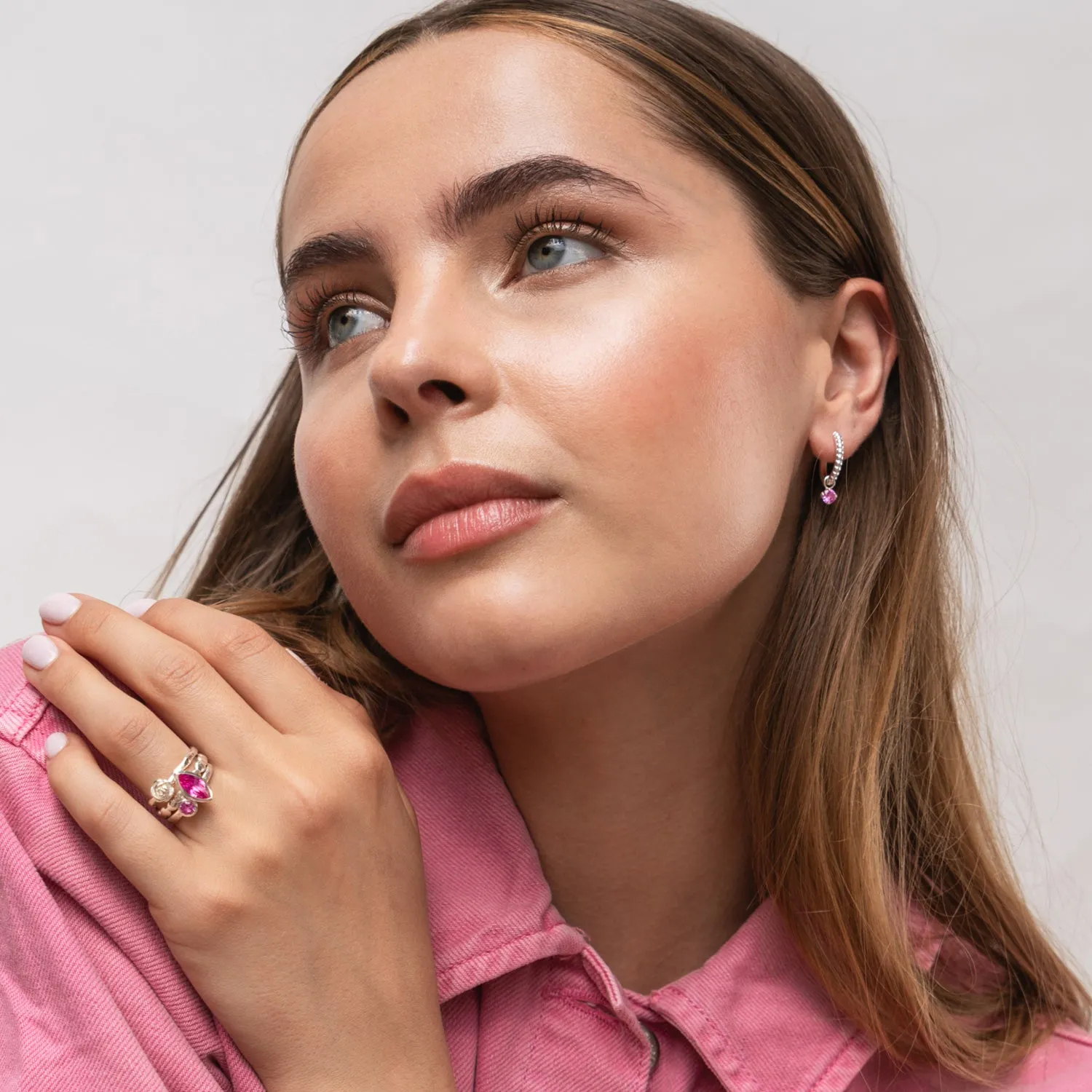 Pink Tourmaline Orissa Hoops sold by Dower & Hall product image thumbnail 2