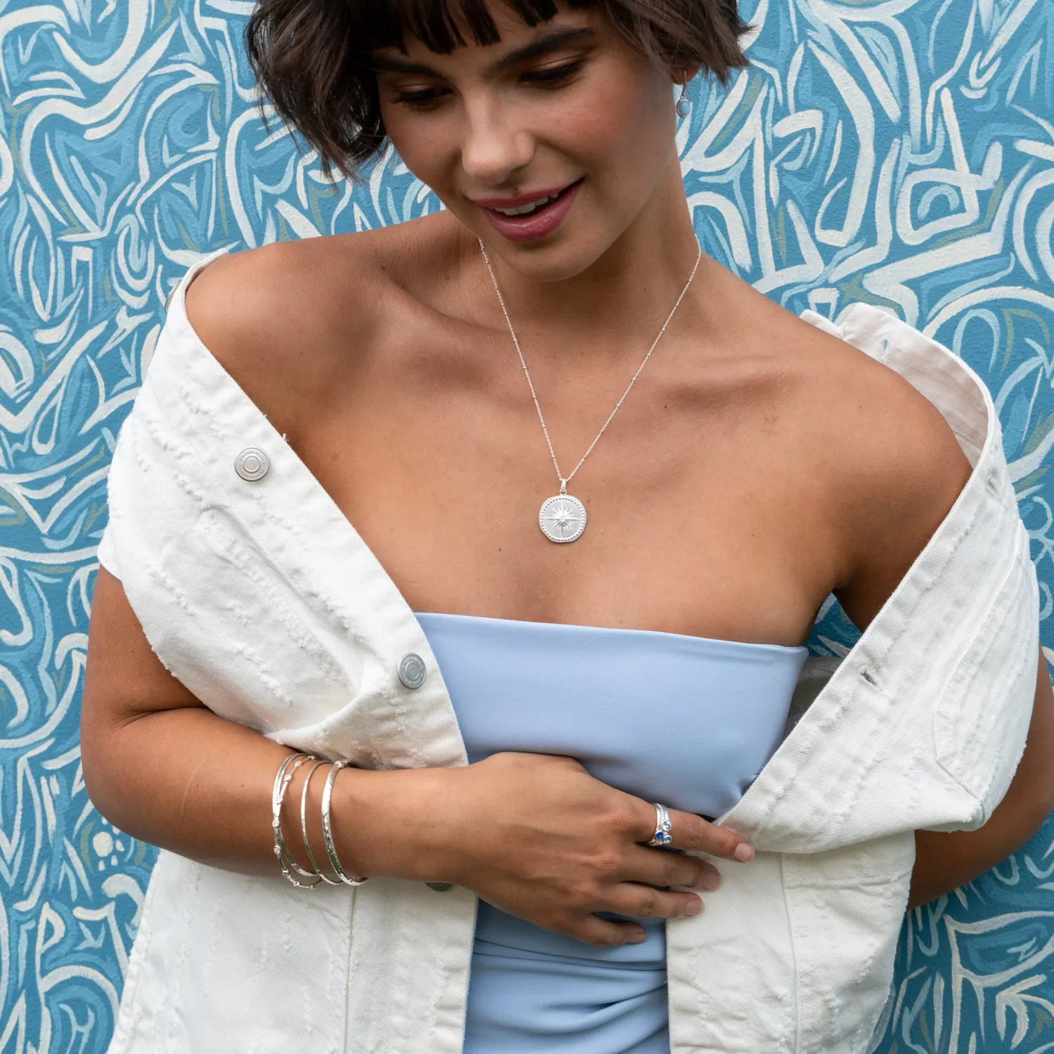 Round White Topaz Array Bangle sold by Dower & Hall product image thumbnail 2