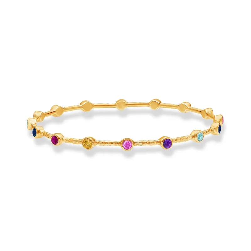 Round Multi-Coloured Gemstone Array Bangle sold by Dower & Hall