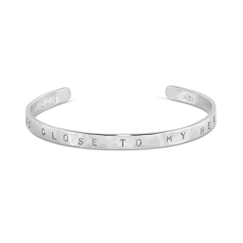 ‘Always Close To My Heart’ Hammered Engraved Nomad Bangle sold by Dower & Hall