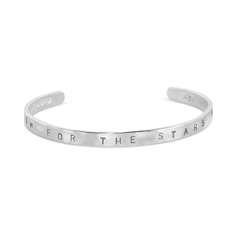 ‘Aim for the Stars’ Hand-Stamped Hammered Nomad Bangle made by Dower & Hall