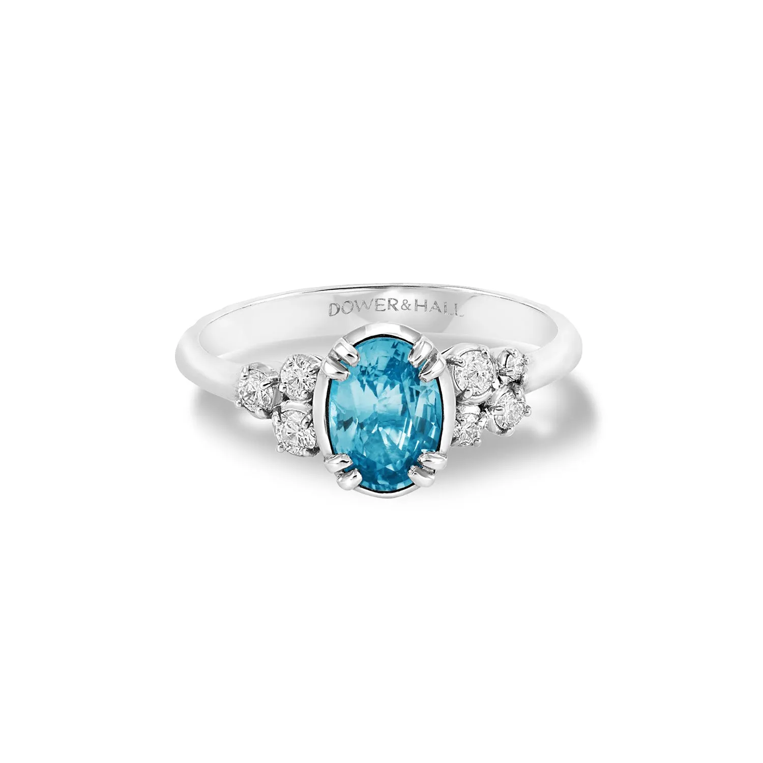 18k Large Oval Aquamarine & Diamond Stargazer Ring sold by Dower & Hall product image thumbnail 5