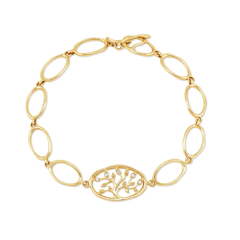 Solid Gold Diamond Tree of Life Talisman Bracelet made by Dower & Hall