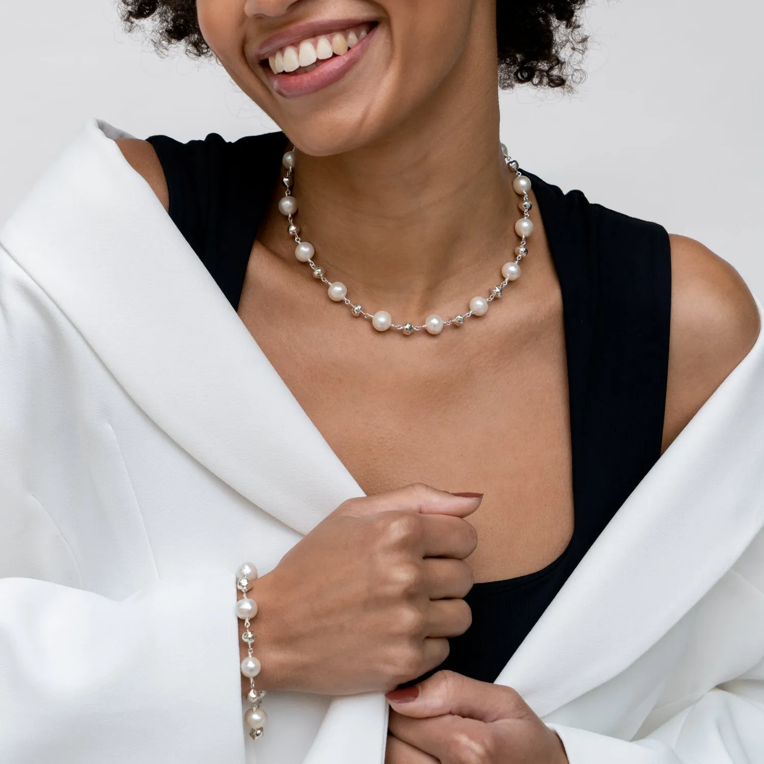 Nomad Nugget™ & White Freshwater Pearl Bracelet sold by Dower & Hall product image thumbnail 4