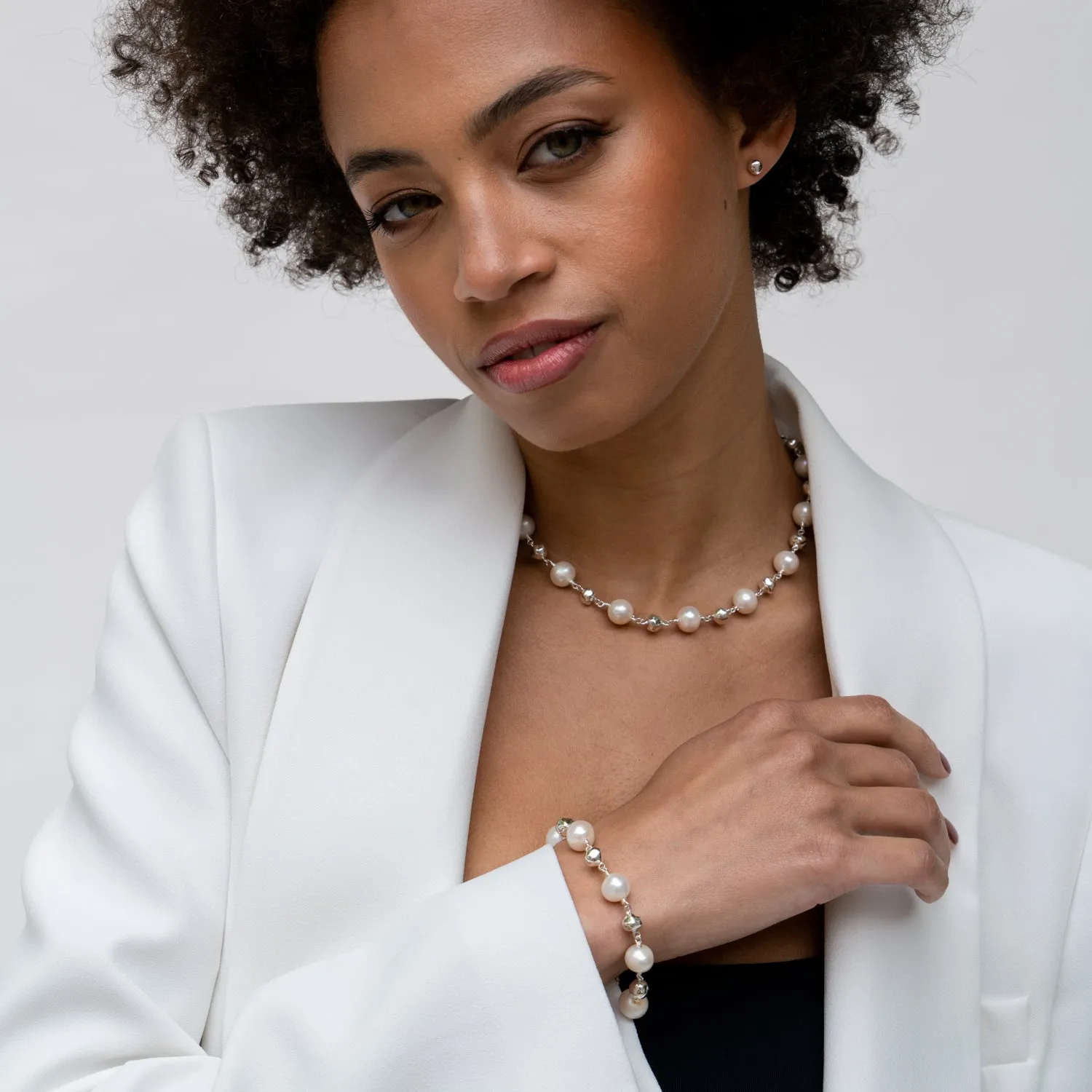 Nomad Nugget™ & White Freshwater Pearl Bracelet sold by Dower & Hall product image thumbnail 3