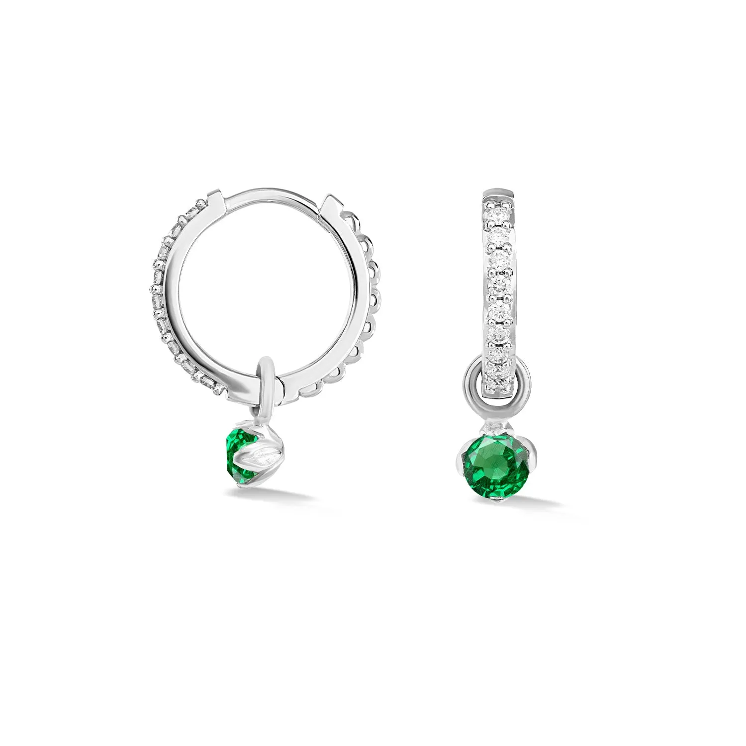 9k Diamond Hoops with Demantoid Lotus Drops sold by Dower & Hall product image thumbnail 4