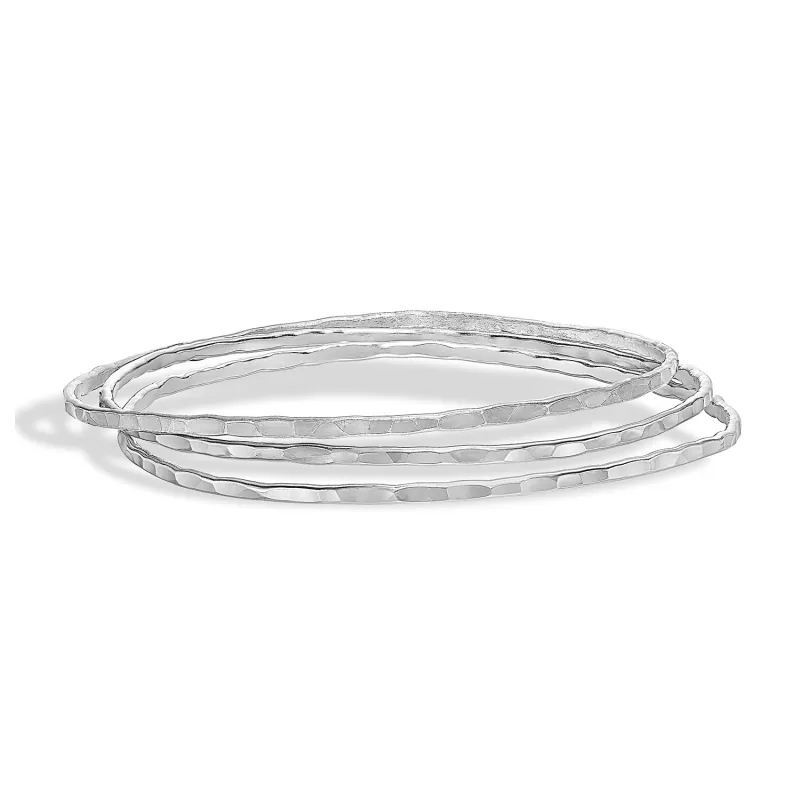 2mm Hammered Nomad Bangle Set made by Dower & Hall