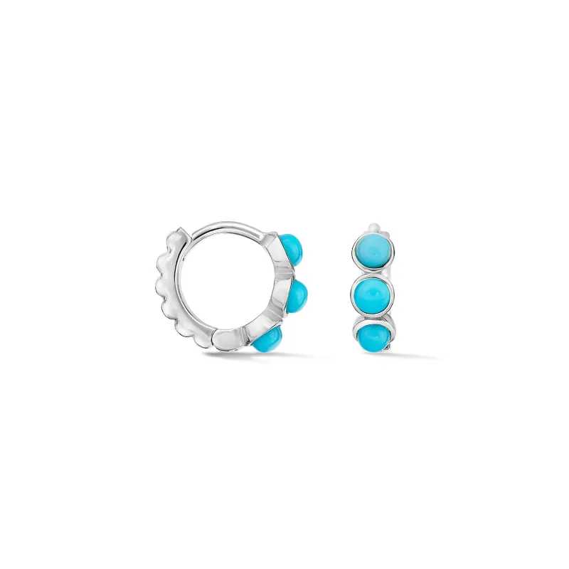 Small Azure Turquoise Huggie Hoops made by Dower & Hall