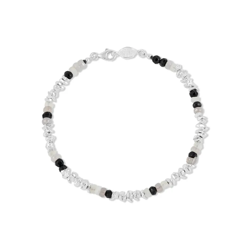 Men's Jagged Nugget & Black Gemstone Bracelet made by Dower & Hall