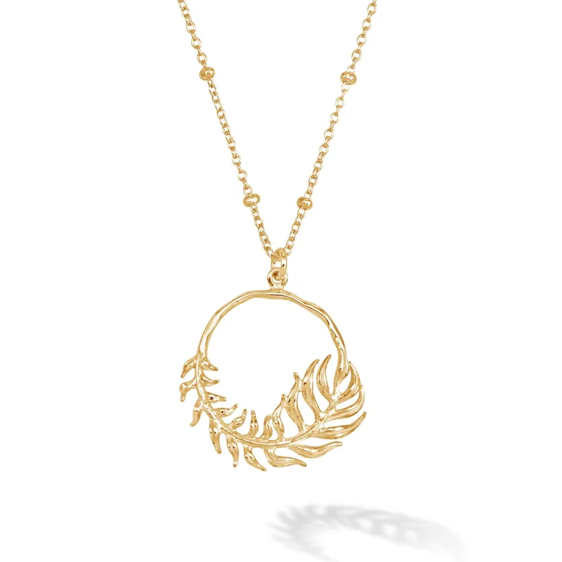 Angel Feather Circle Pendant made by Dower & Hall