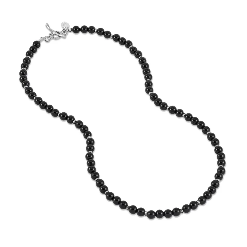 Men's Black Onyx Halo Necklace made by Dower & Hall
