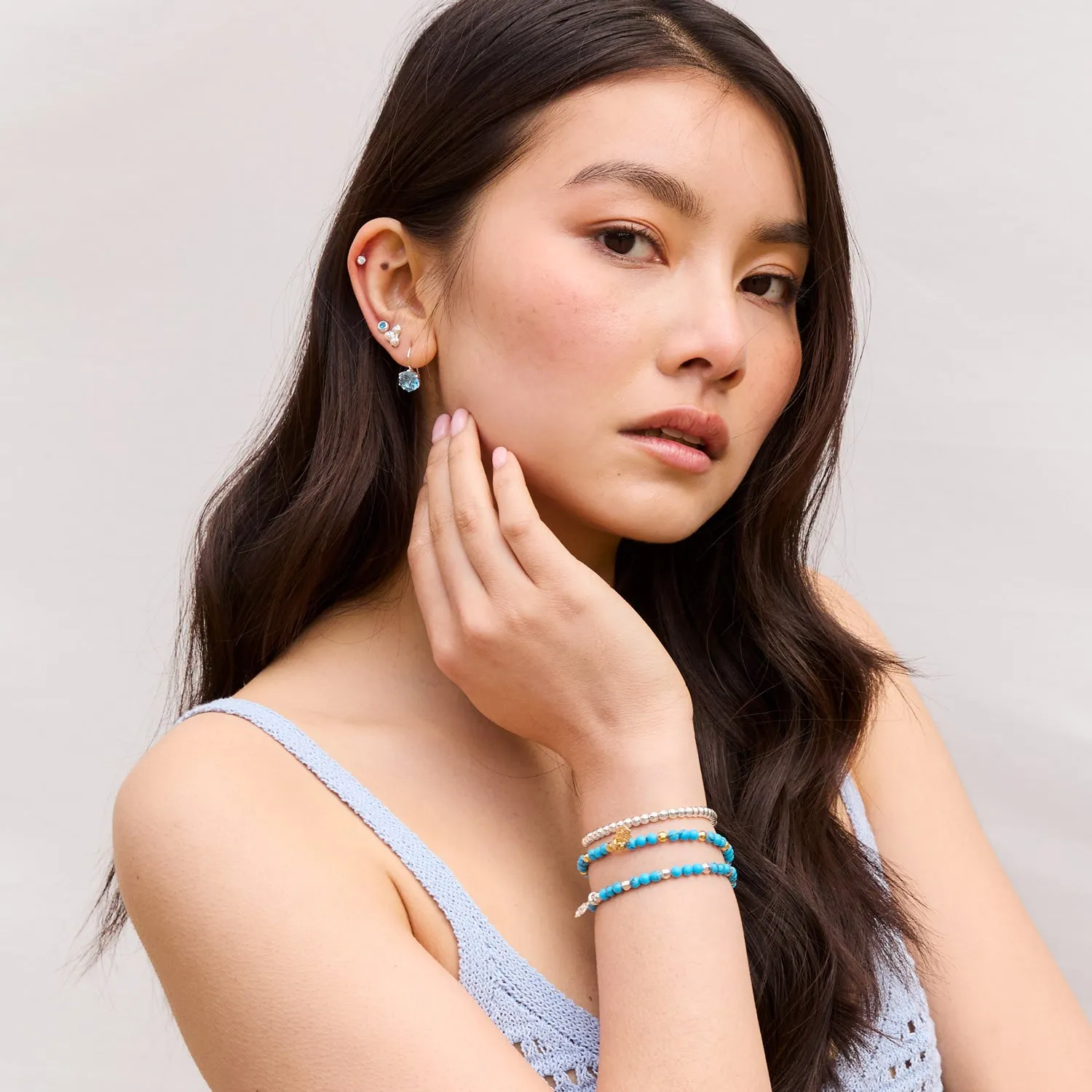Blue Topaz Lotus Earrings sold by Dower & Hall product image thumbnail 3