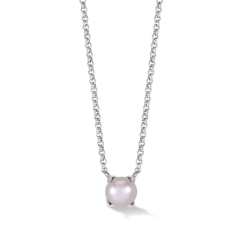 Dove Grey Claw-Set Timeless Pearl Pendant made by Dower & Hall