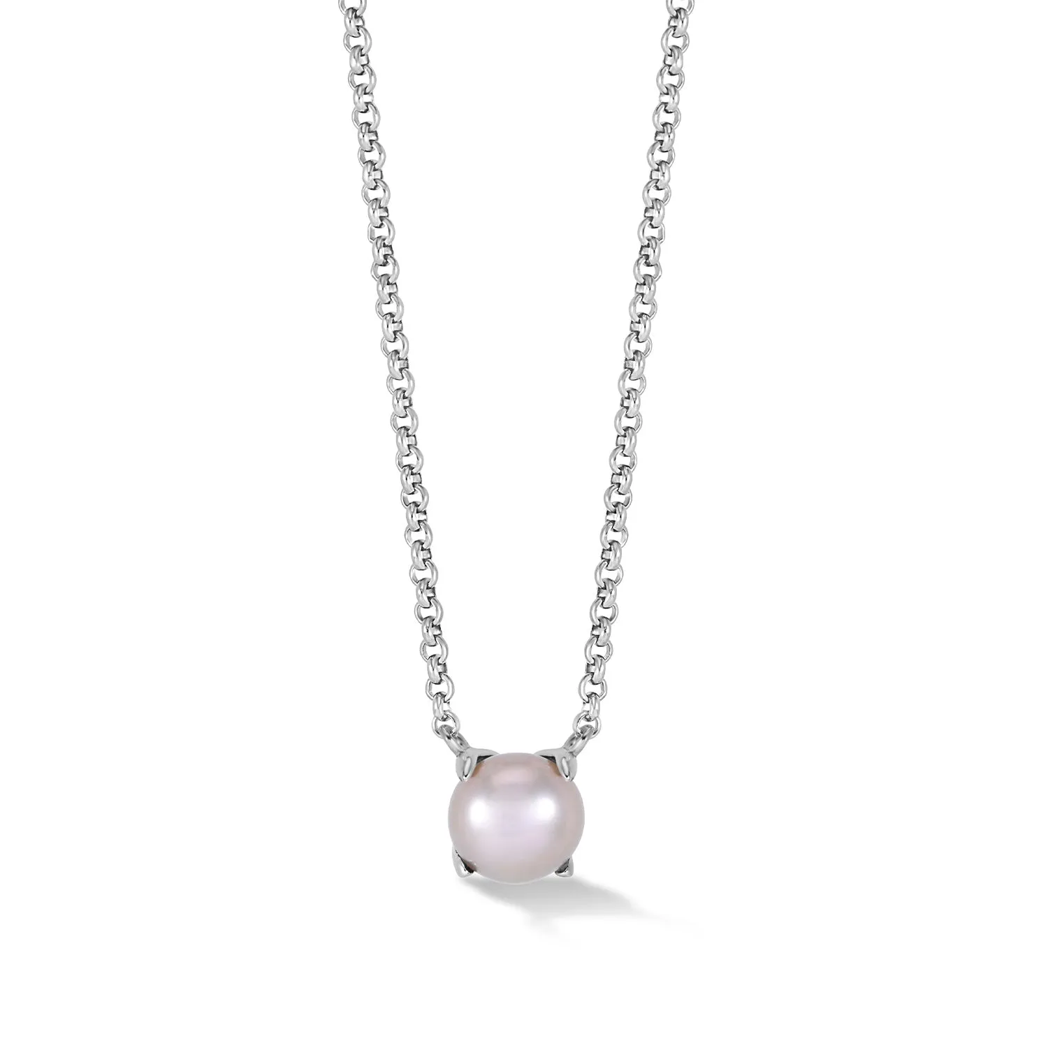 Dove Grey Claw-Set Timeless Pearl Pendant sold by Dower & Hall