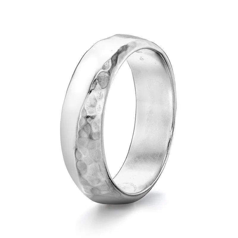 6mm Hammered Twist Ridge Band made by Dower & Hall