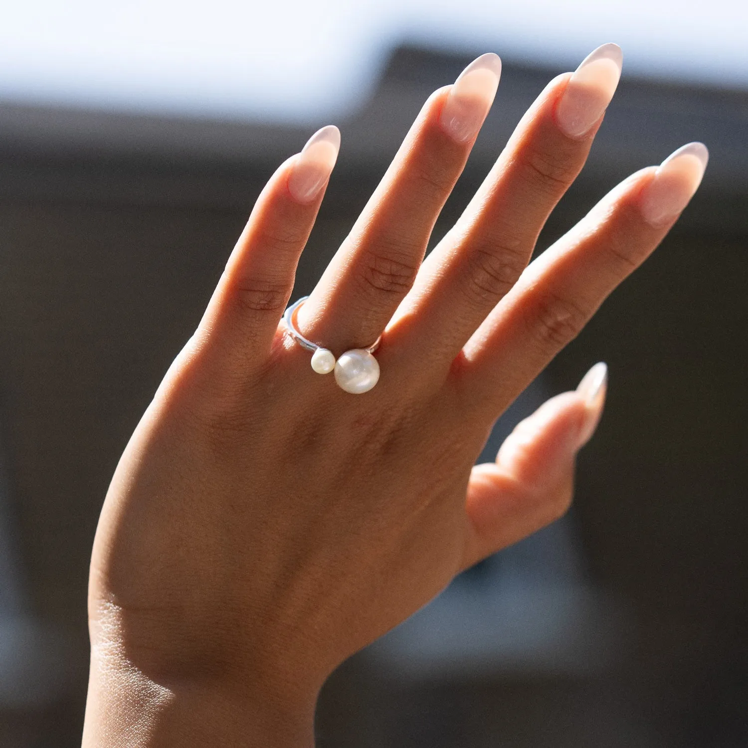 Double White Freshwater Pearl Ring sold by Dower & Hall product image thumbnail 2