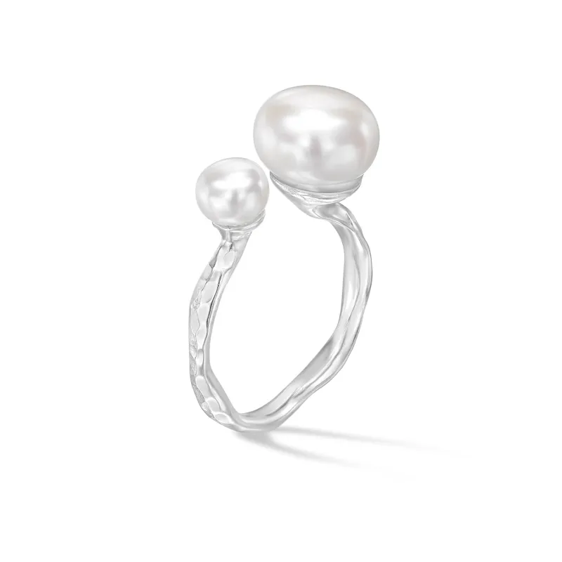 Double White Freshwater Pearl Ring made by Dower & Hall