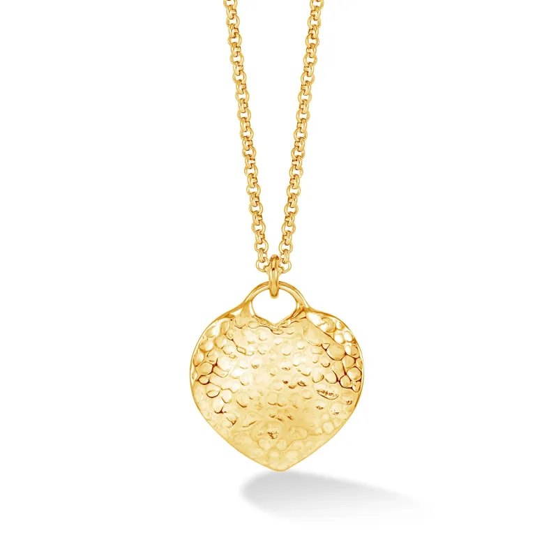Flat Hammered Heart Nomad Pendant made by Dower & Hall