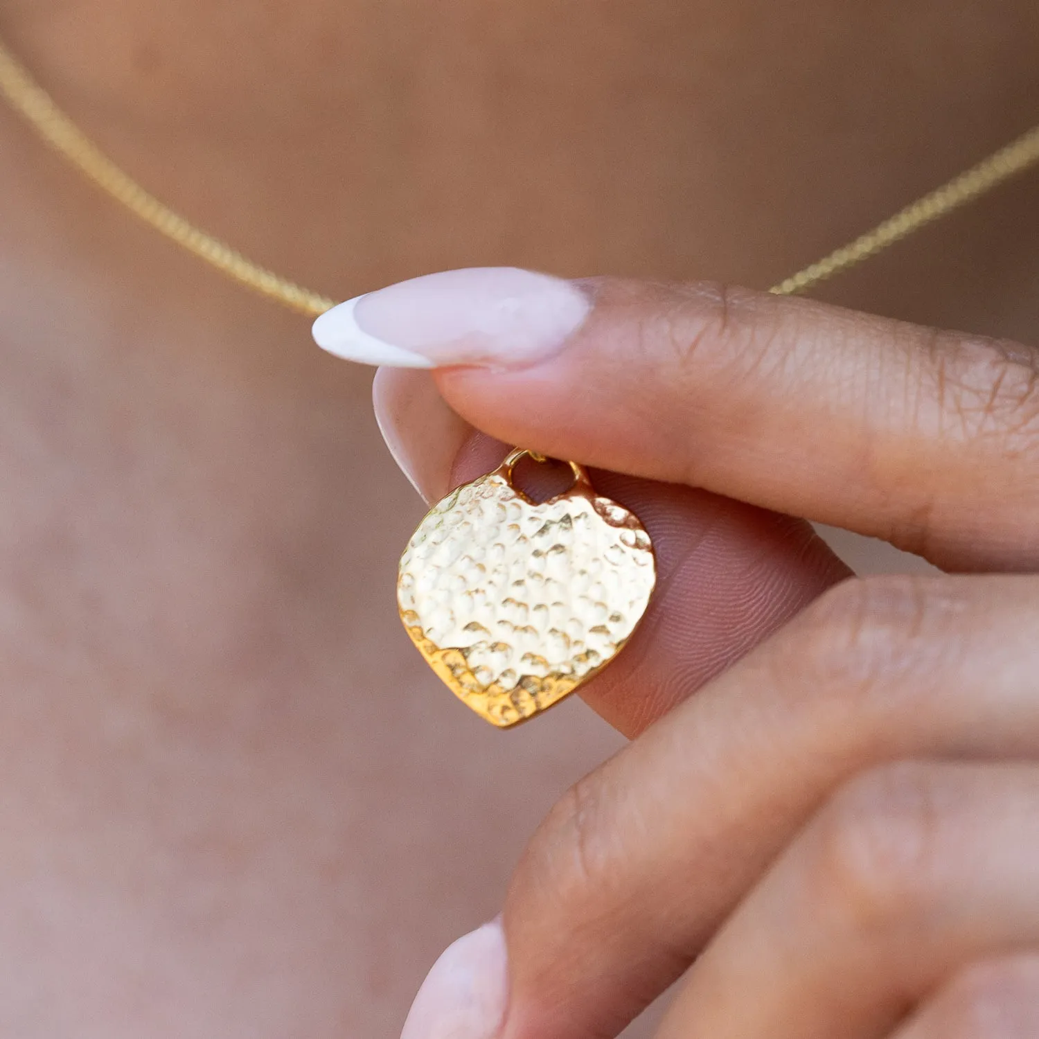 Flat Hammered Heart Nomad Pendant sold by Dower & Hall product image thumbnail 2