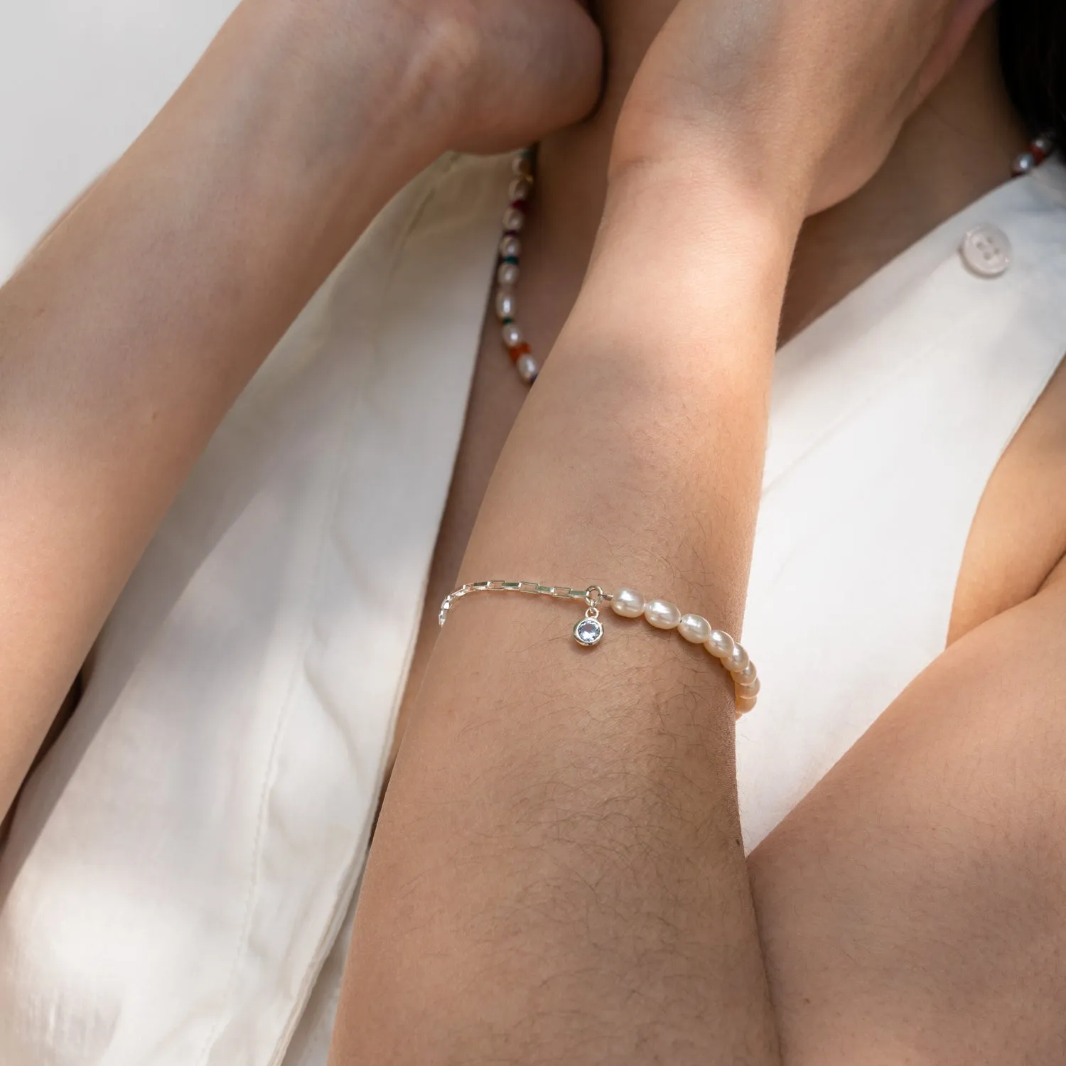 Luna Pearl™ & Aquamarine Charm Bracelet sold by Dower & Hall product image thumbnail 3