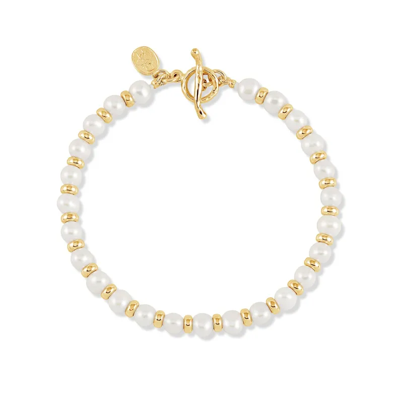 White Luna Pearl™ Halo Bracelet made by Dower & Hall