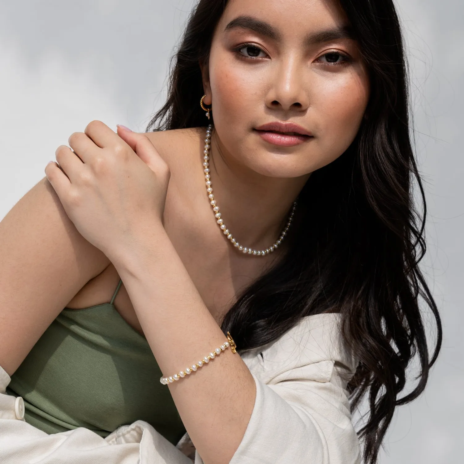 White Luna Pearl™ Halo Bracelet sold by Dower & Hall product image thumbnail 4