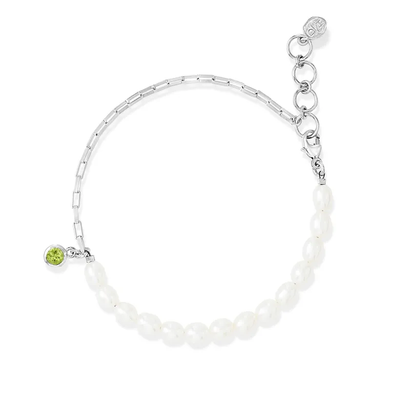 Luna Pearl™ & Peridot Charm Bracelet made by Dower & Hall