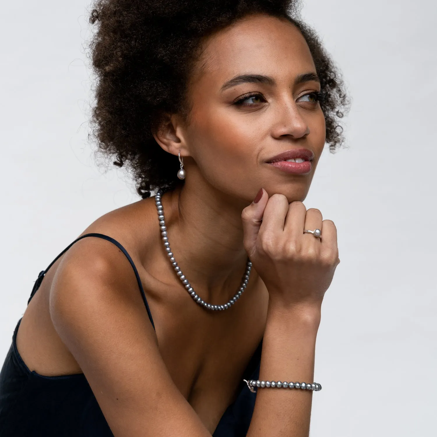 Dove Grey Freshwater Luna Pearl™ Bracelet sold by Dower & Hall product image thumbnail 2