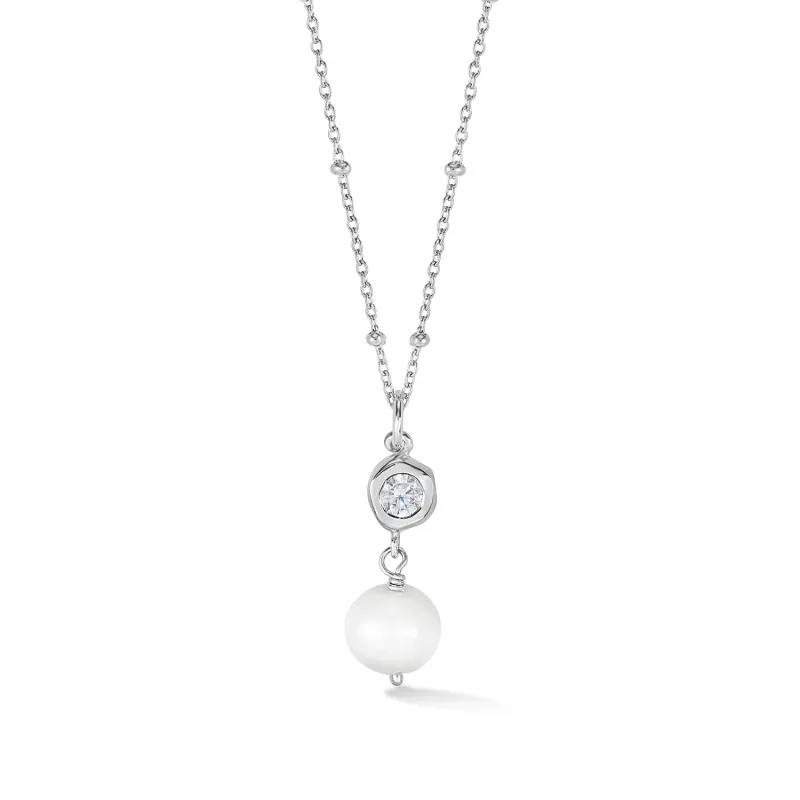 White Topaz & Luna Pearl™ Dewdrop Pendant made by Dower & Hall