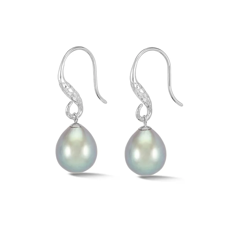 12mm Oval Dove Grey Freshwater Luna Pearl™ Drop Earrings made by Dower & Hall