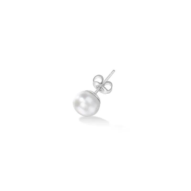 Men's Single 8mm White Freshwater Luna Pearl™ Stud made by Dower & Hall