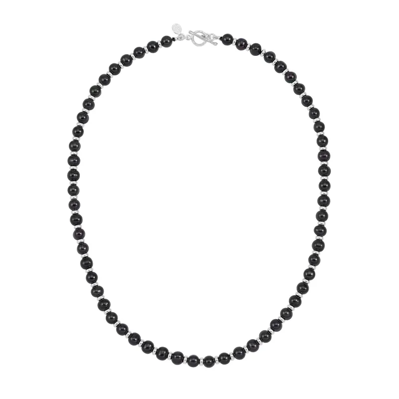 Men's Black Luna Pearl™ Halo Necklace made by Dower & Hall