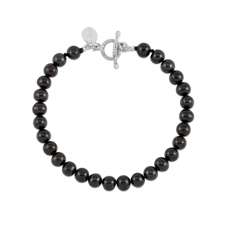 Men's Black Luna Pearl™ Bracelet made by Dower & Hall