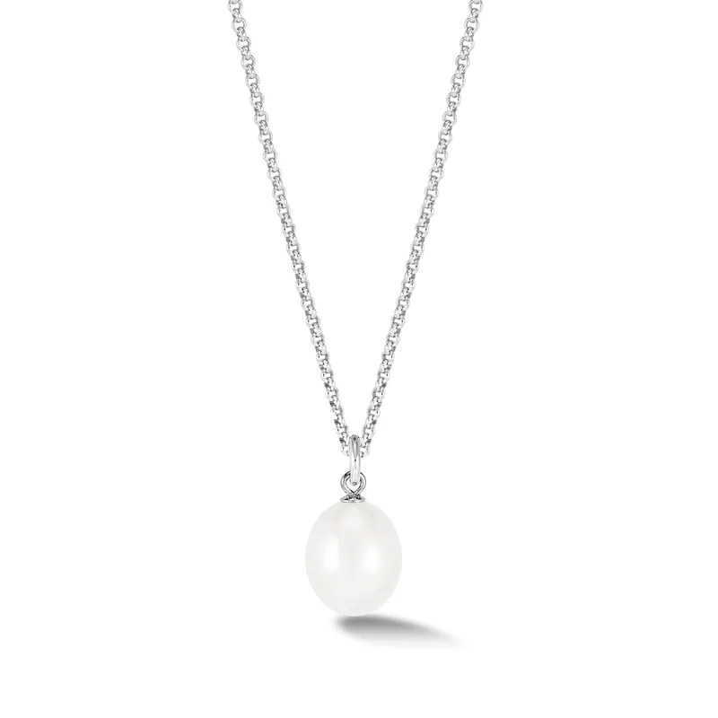 Men's 10mm Oval White Freshwater Luna Pearl™ Pendant made by Dower & Hall