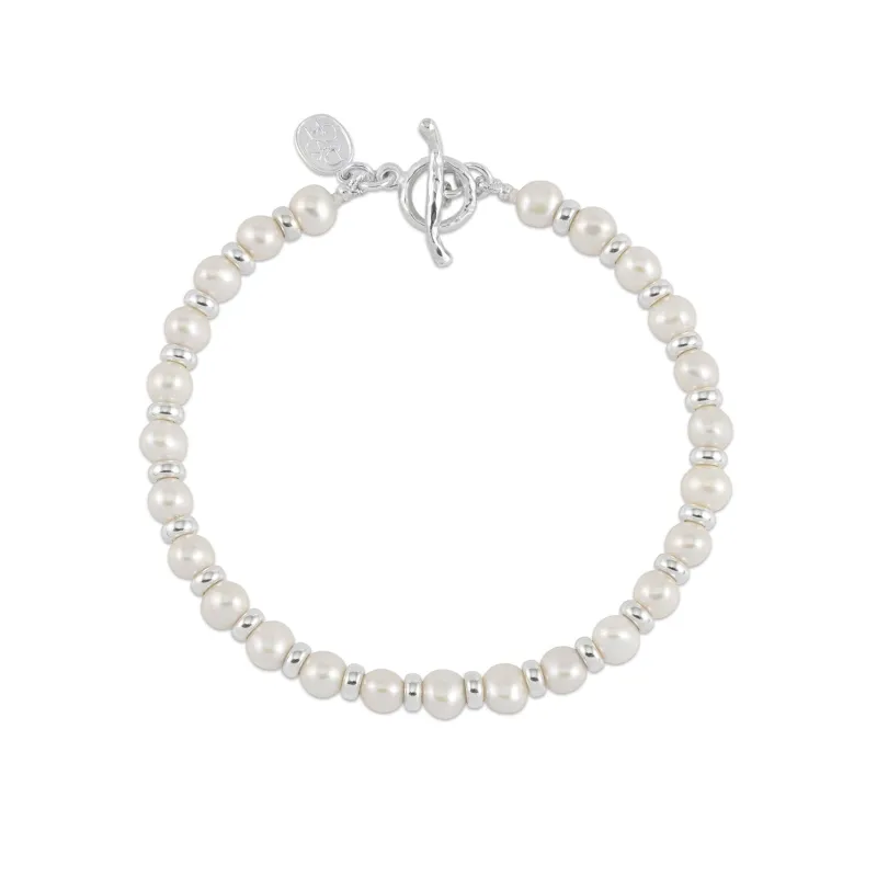 Men's White Luna Pearl™ Halo Bracelet made by Dower & Hall