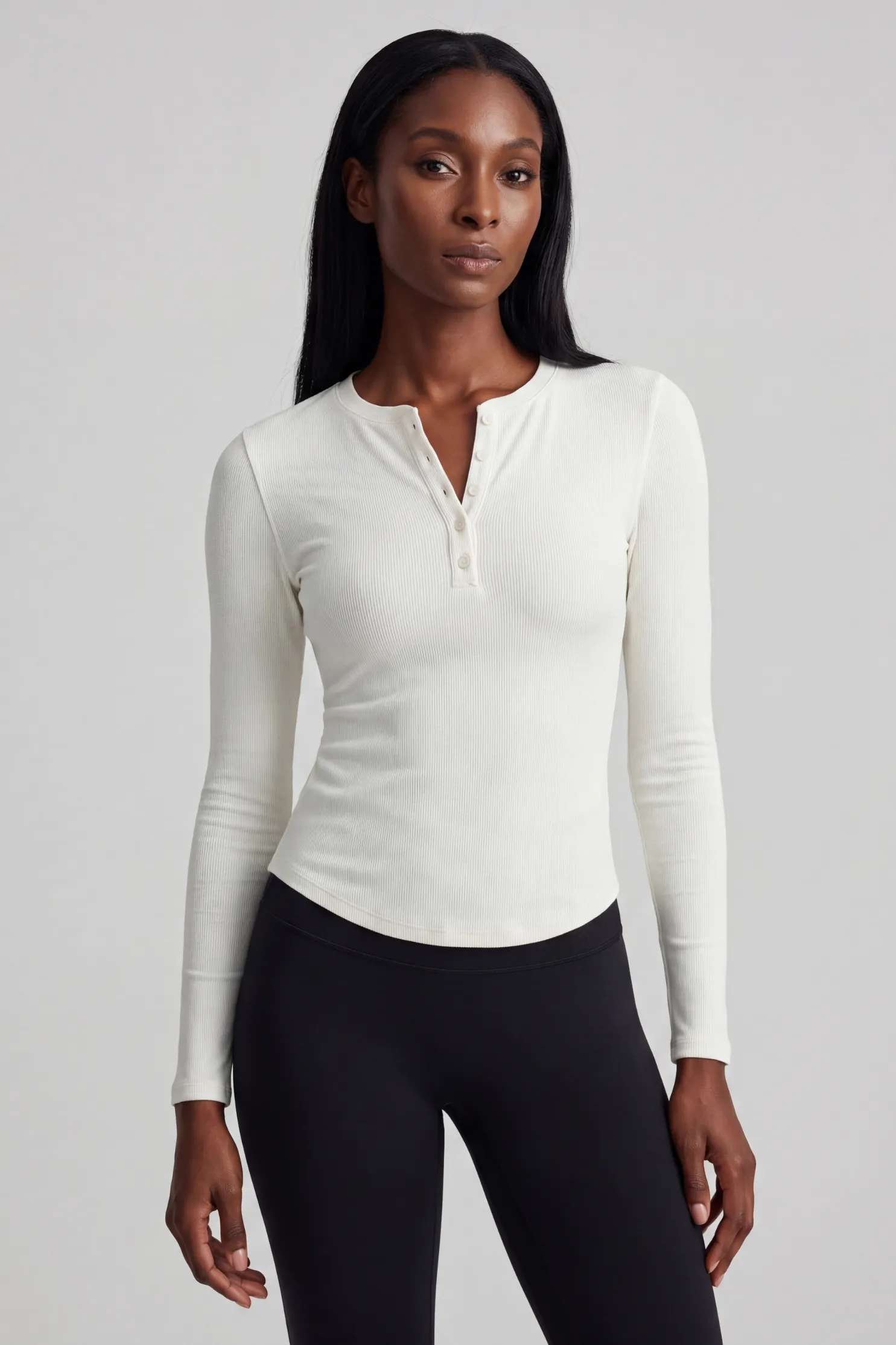 Modal Henley Long Sleeve sold by Bare Activewear product image thumbnail 4