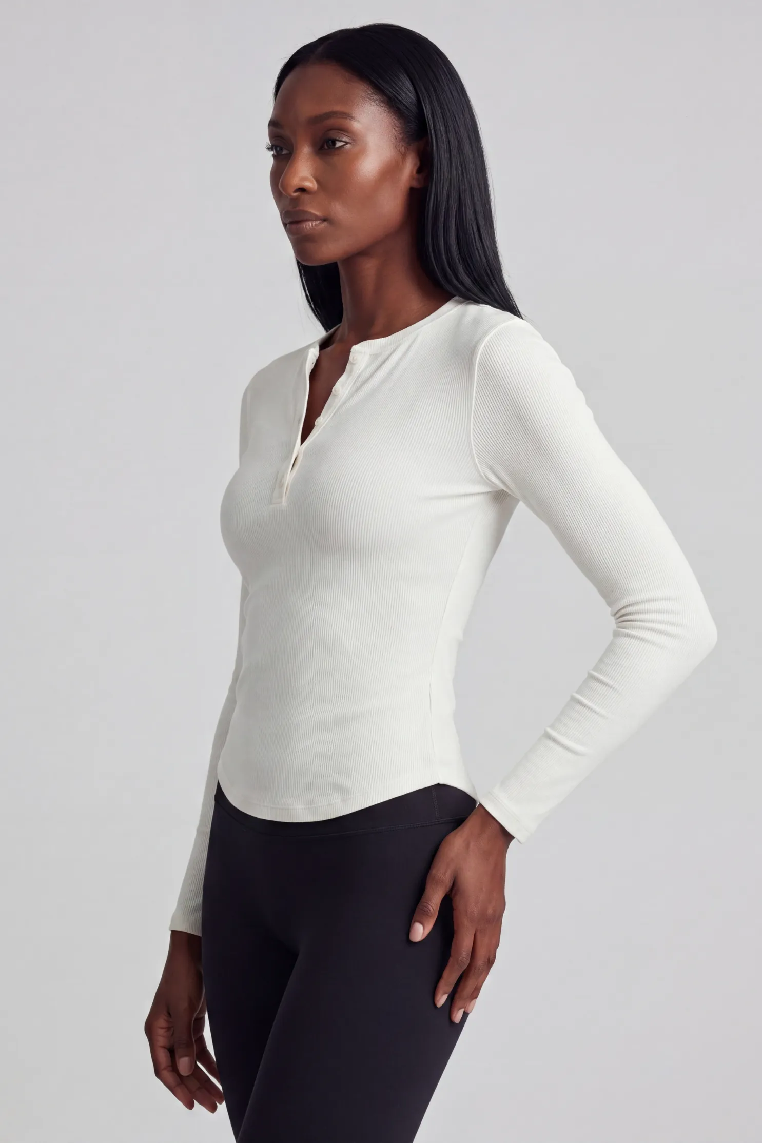 Modal Henley Long Sleeve sold by Bare Activewear product image thumbnail 5
