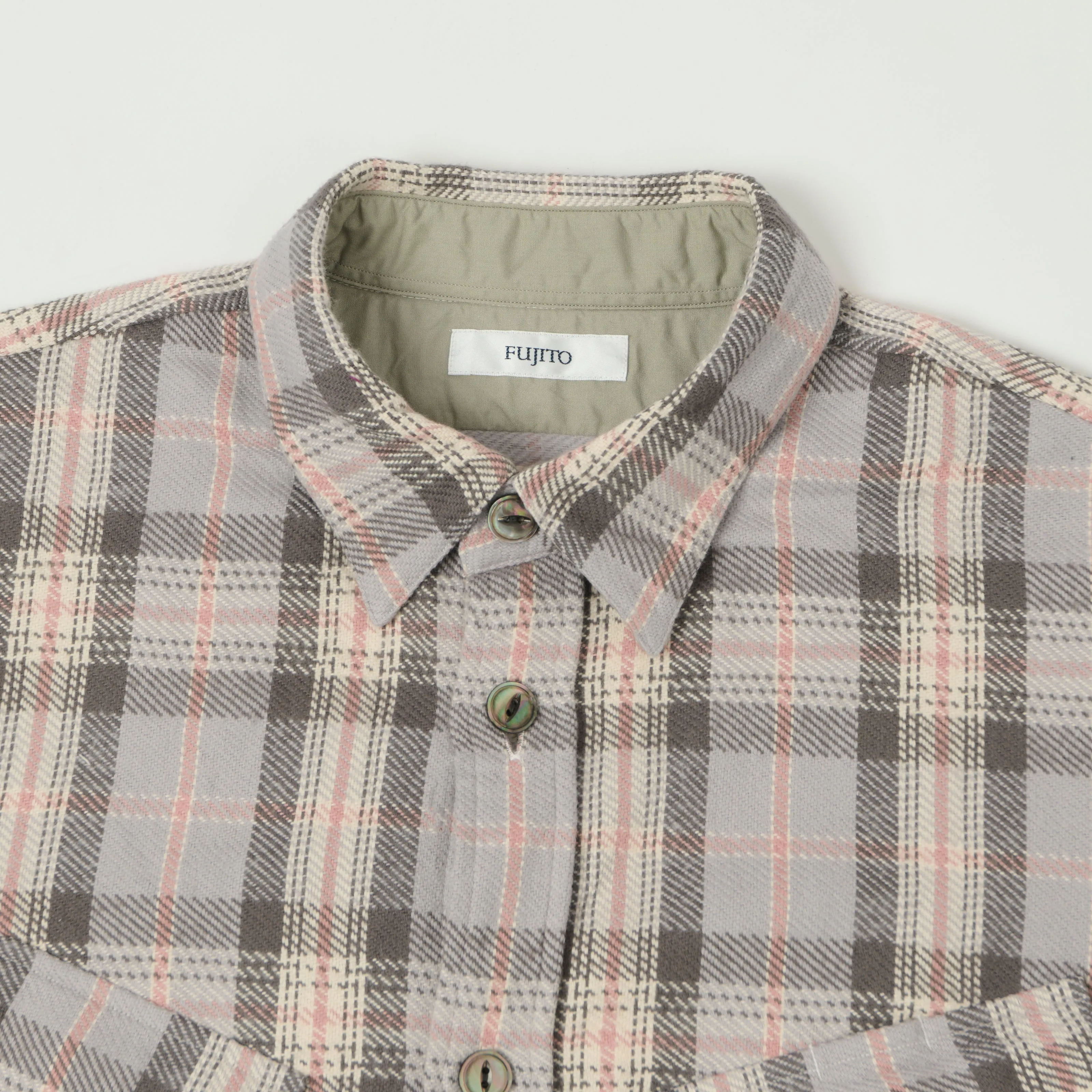 Fujito Fatigue Pocket Plaid Shirt - Pink sold by Son of a Stag product image thumbnail 2