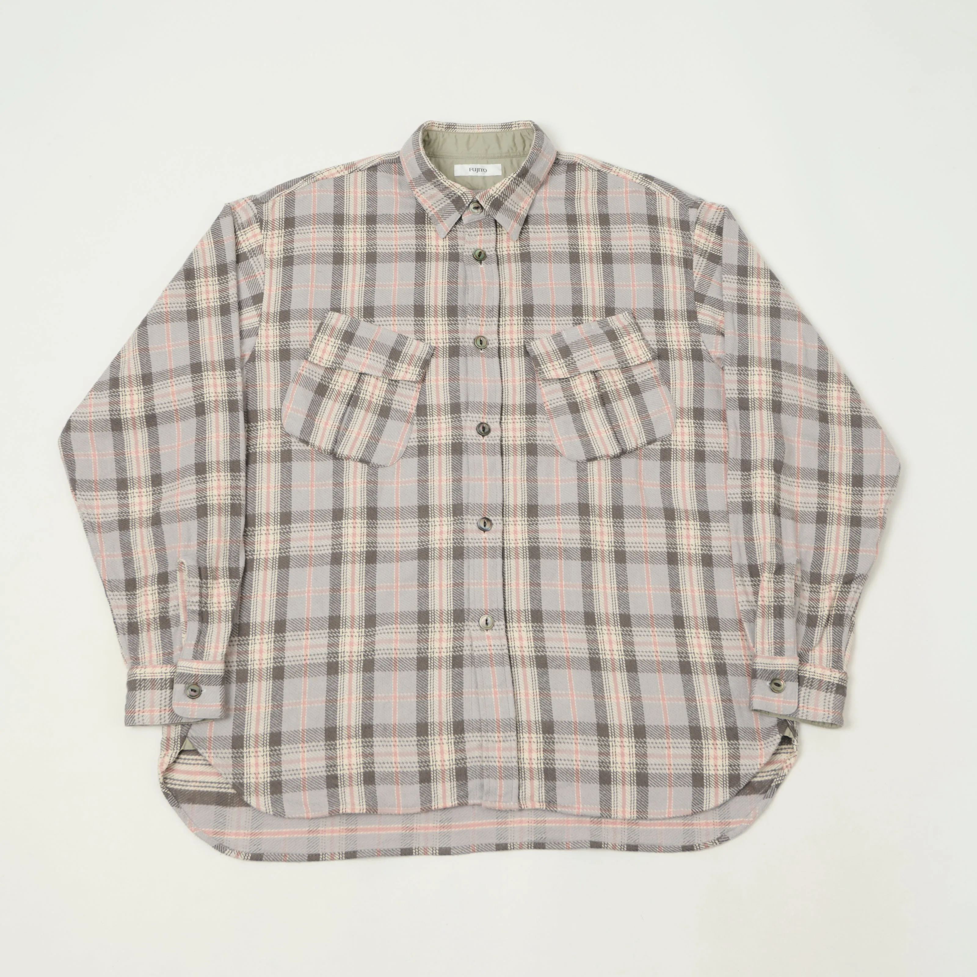Fujito Fatigue Pocket Plaid Shirt - Pink sold by Son of a Stag