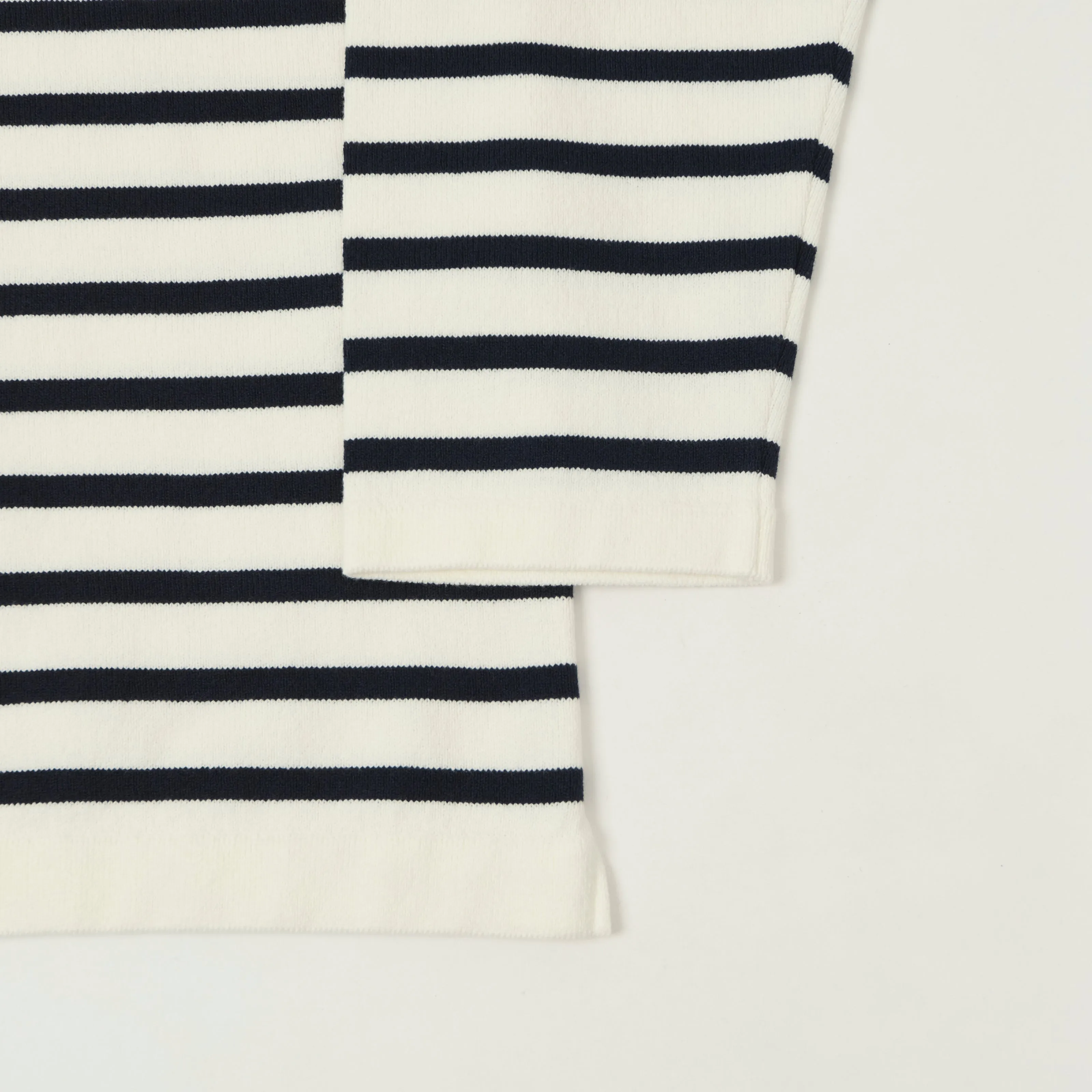 Yonetomi 'New Basic' Basque Stripe Pullover - White/Navy sold by Son of a Stag product image thumbnail 3